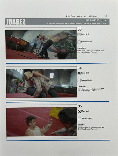 Storyboards Juarez Scenes 1-3 "Limo Fight" Logan (2017) Memorabilia Y'allywood Props Paper 15