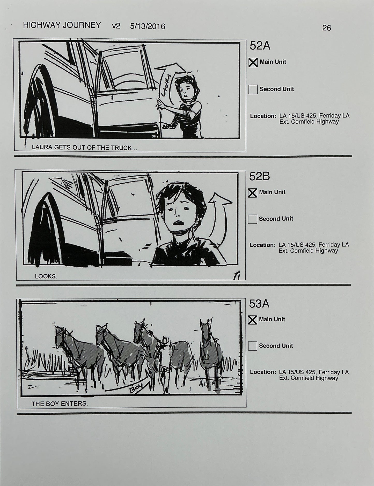 Storyboards Highway Journey Scene Logan (2017)