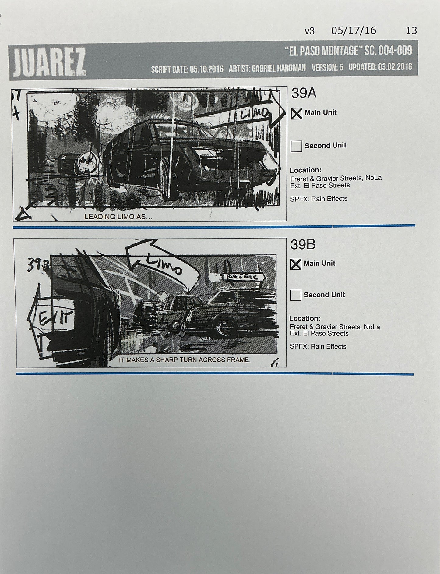 Storyboards Juarez "El Paso Montage" Logan (2017) Memorabilia Y'allywood Props 13
