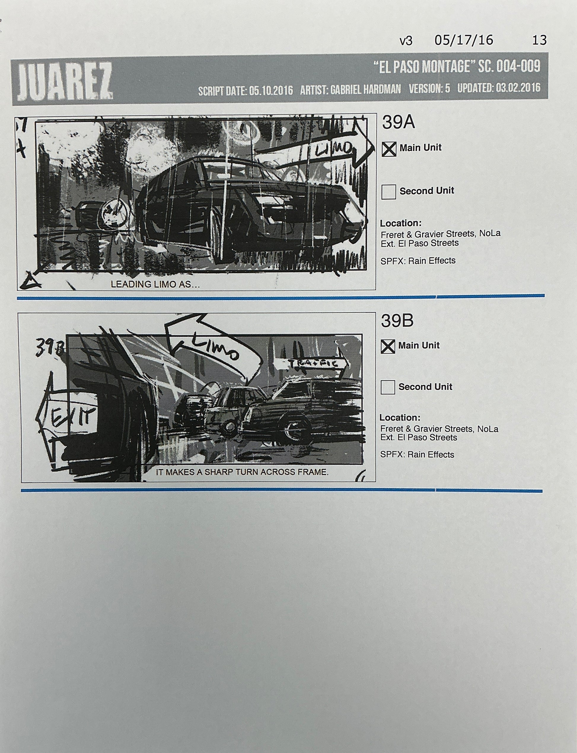 Storyboards Juarez "El Paso Montage" Logan (2017) Memorabilia Y'allywood Props 13