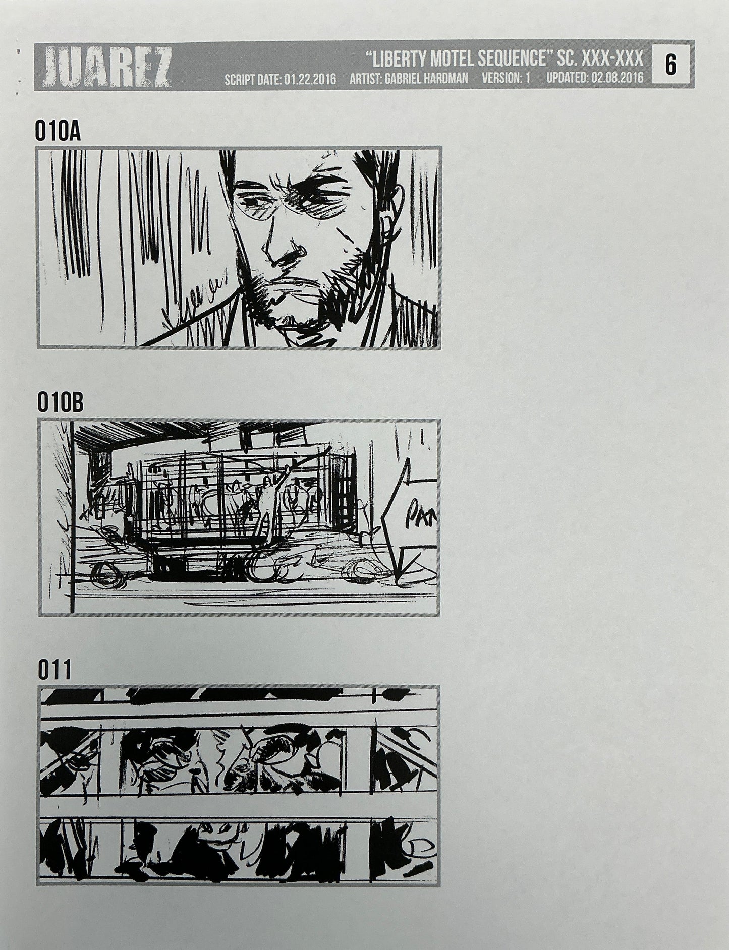 Storyboards Liberty Motel Scene 31 Logan (2017) Memorabilia Y'allywood Props 6