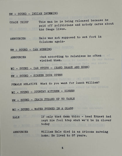 Radio Announcer's Script Killers of the Flower Moon (2023) Movie Props Y'allywood Props