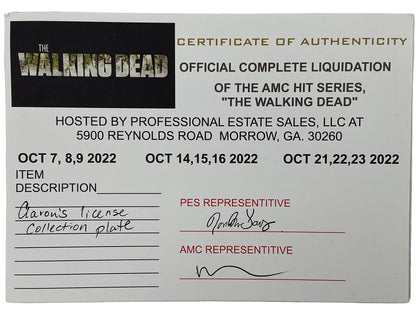 Aaron's License Plate The Walking Dead (2010-2022) Memorabilia Y'allywood Props