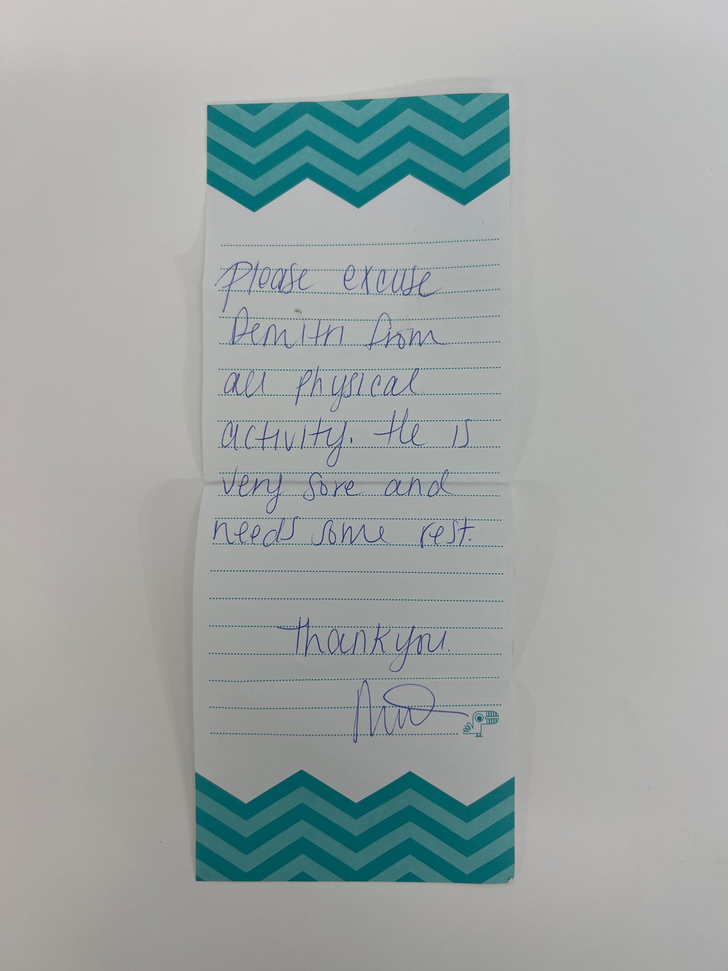 Demetri’s Excuse Note S2E5 Cobra Kai Movie Prop Y'allywood Props   