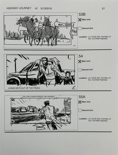 Storyboards Highway Journey Scene Logan (2017)