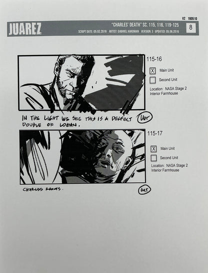 Storyboards Juarez Charle's Death Scenes 115-125 Logan (2017) Memorabilia Y'allywood Props 8