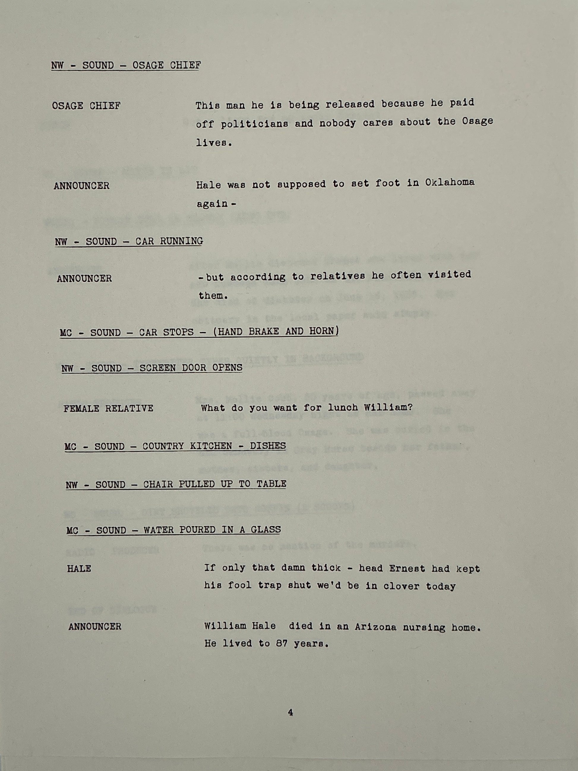 Radio Show Foley Artist's Script Killers of the Flower Moon (2023) Movie Props Y'allywood Props