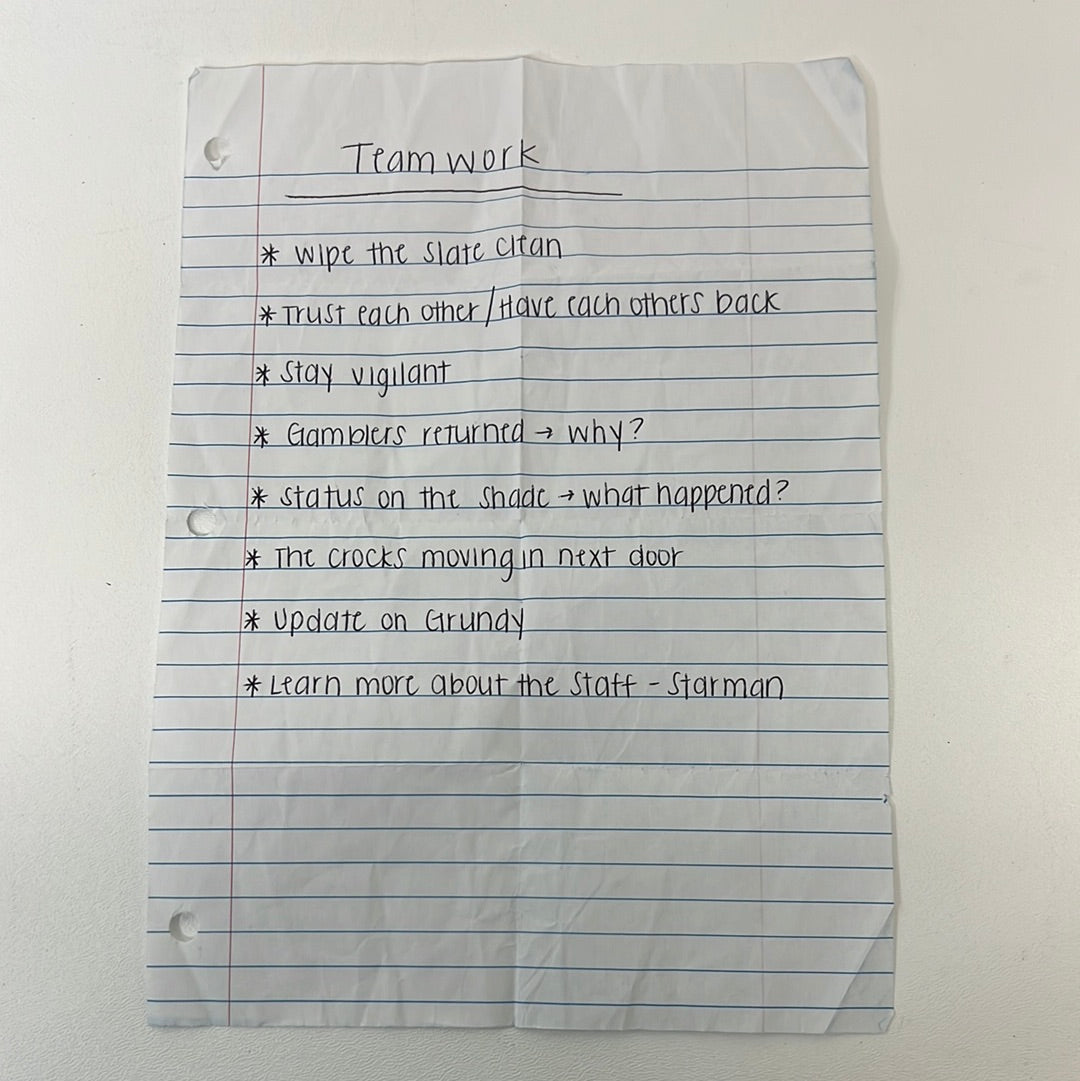 Courtney’s To-Do Teamwork List S3E1 Stargirl Movie Prop Atlanta Brick Co   