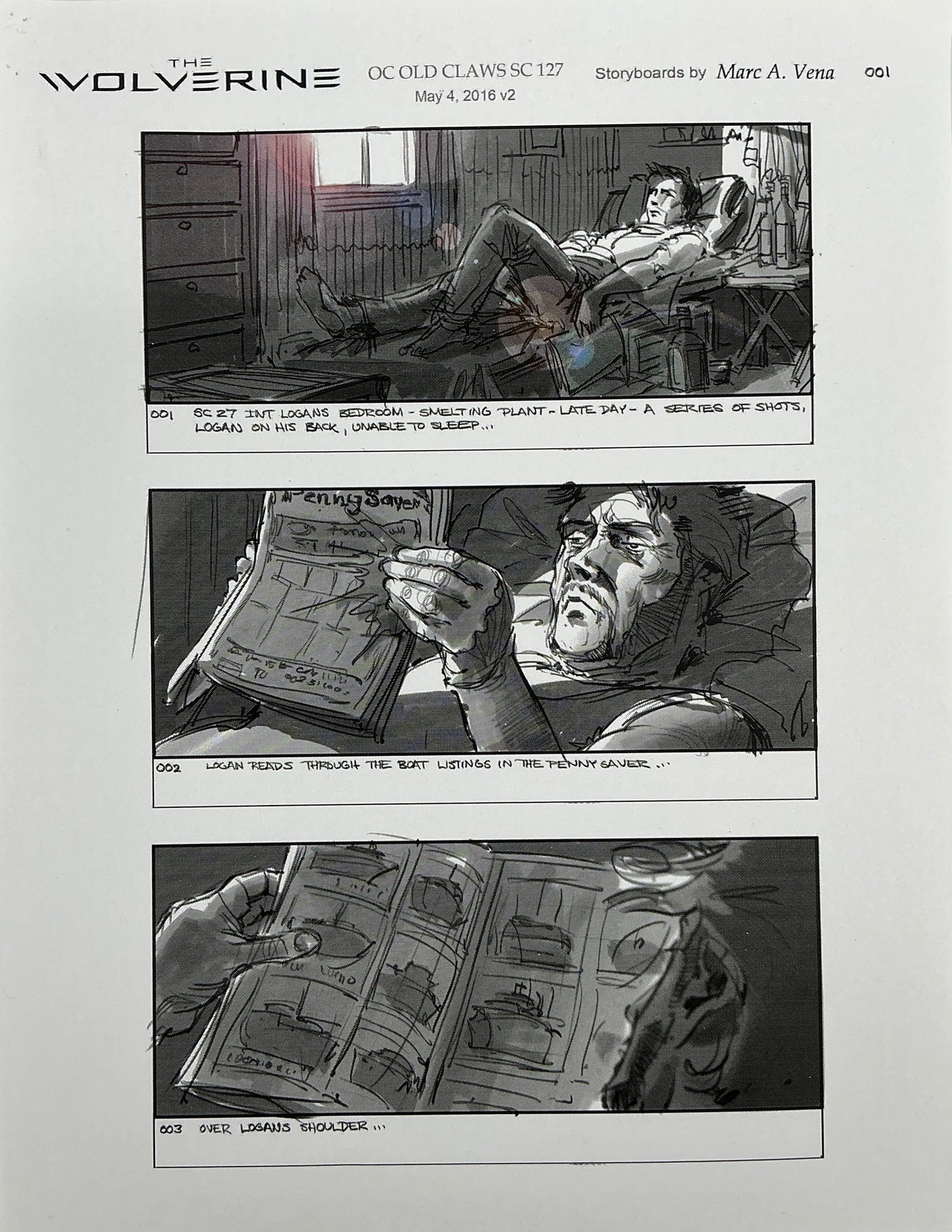 Storyboards Old Claws Scene 127 Logan (2017) Memorabilia Y'allywood Props 1