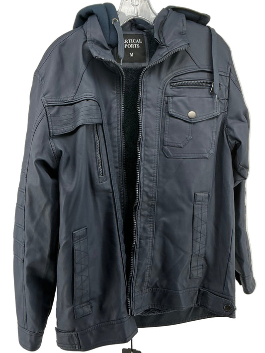 Vertical Sports Men's Faux Leather Jacket Unknown Film Wardrobe Wardrobe Y'allywood Props With Hood Medium