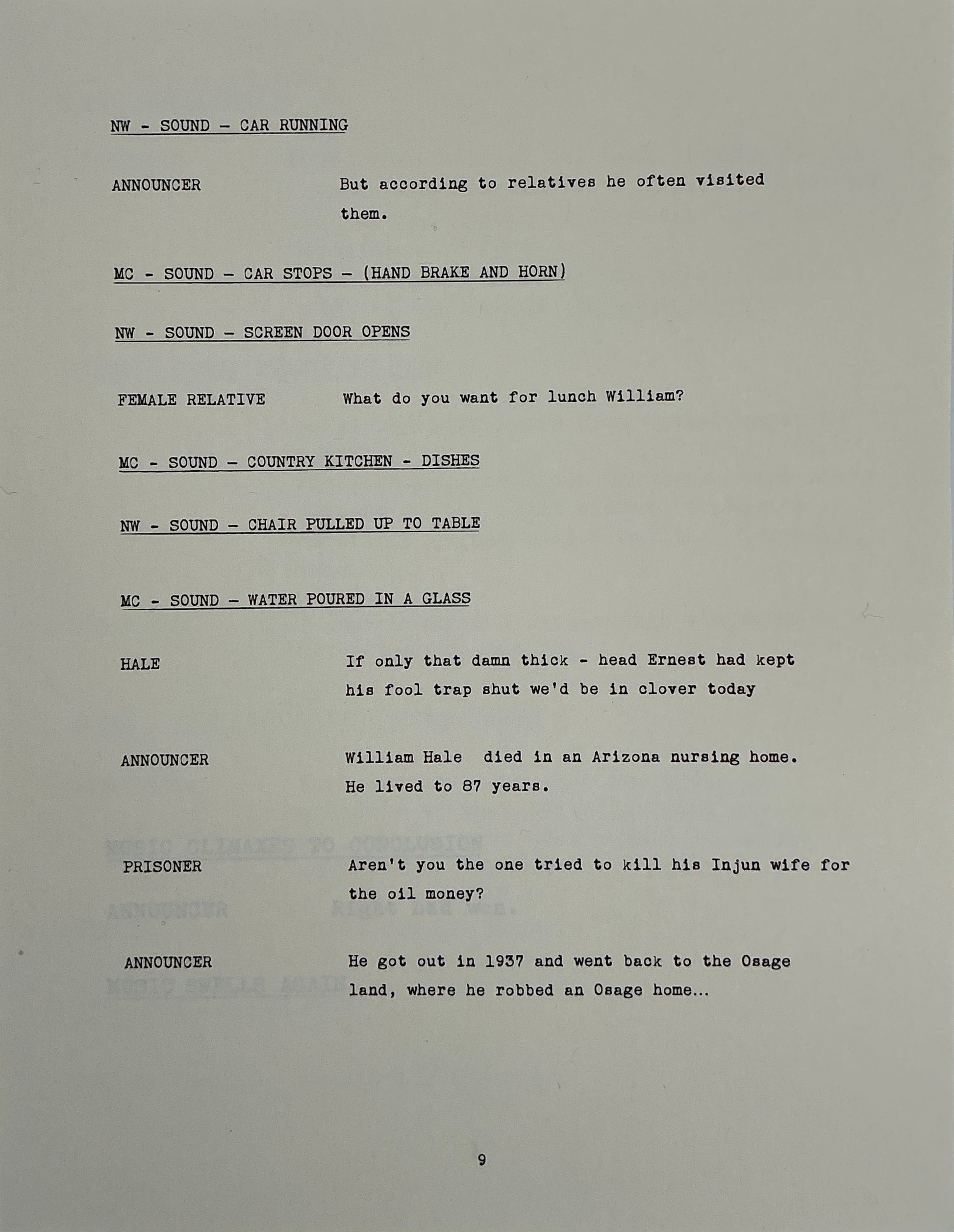Radio Show Conductor's Script Killers of the Flower Moon (2023) Movie Props Y'allywood Props