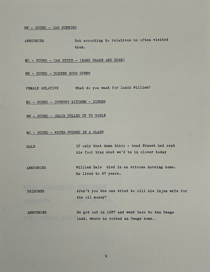 Radio Show Conductor's Script Killers of the Flower Moon (2023) Movie Props Y'allywood Props
