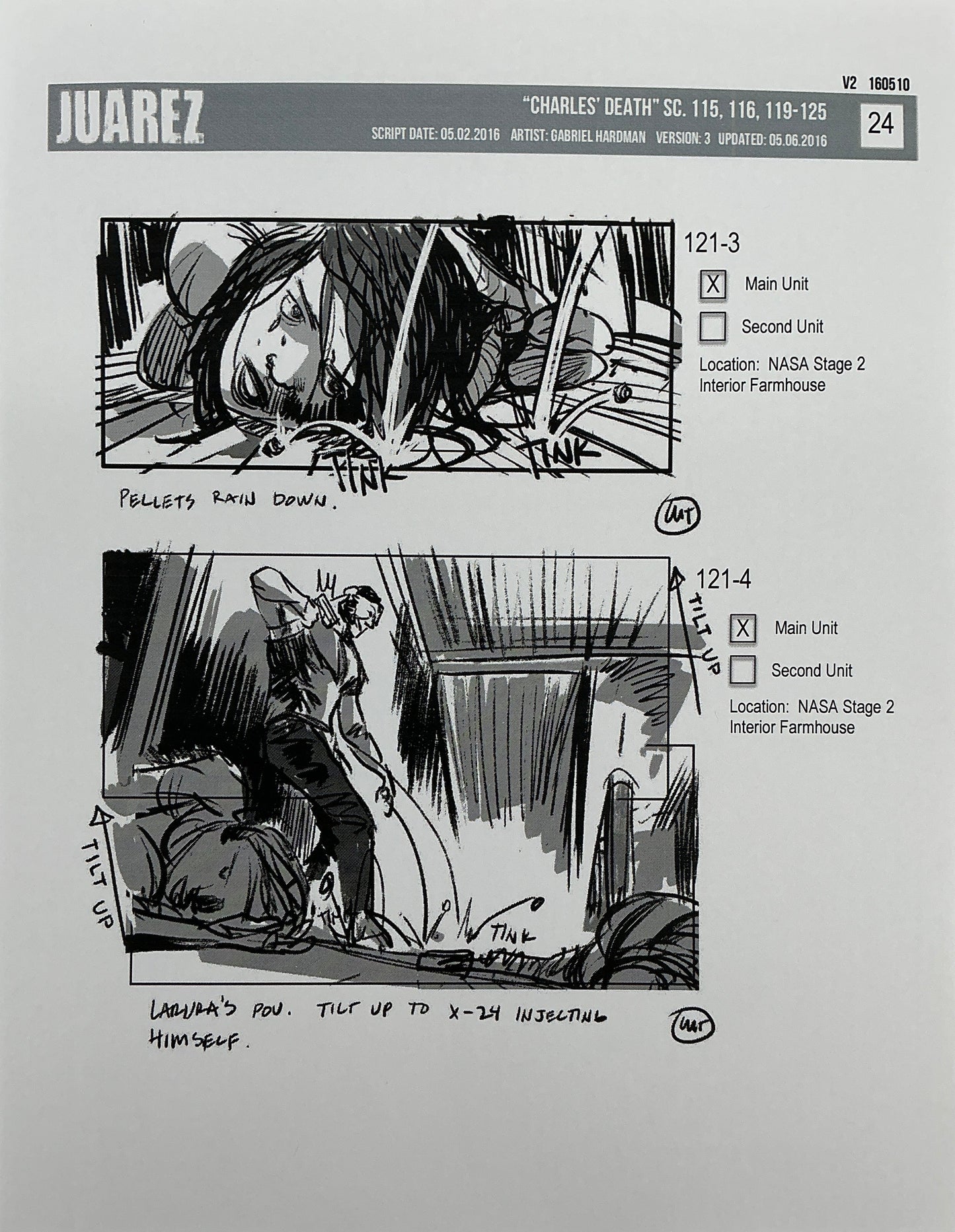 Storyboards Juarez Charle's Death Scenes 115-125 Logan (2017) Memorabilia Y'allywood Props 24