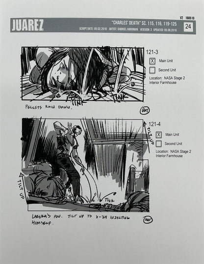 Storyboards Juarez Charle's Death Scenes 115-125 Logan (2017) Memorabilia Y'allywood Props 24