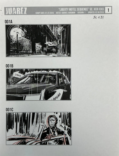 Storyboards Liberty Motel Scene 31 Logan (2017) Memorabilia Y'allywood Props 1