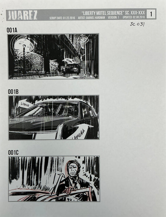 Storyboards Liberty Motel Scene 31 Logan (2017) Memorabilia Y'allywood Props 1