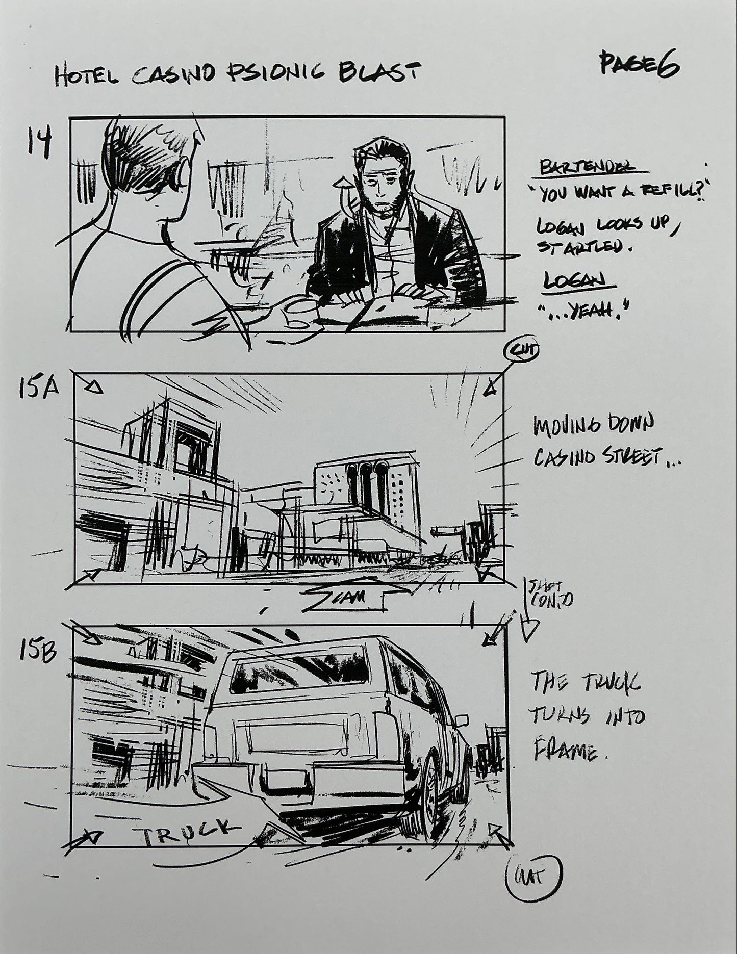 Storyboards Hotel Casino Psionic Blast Scene Logan (2017) Memorabilia Y'allywood Props 6