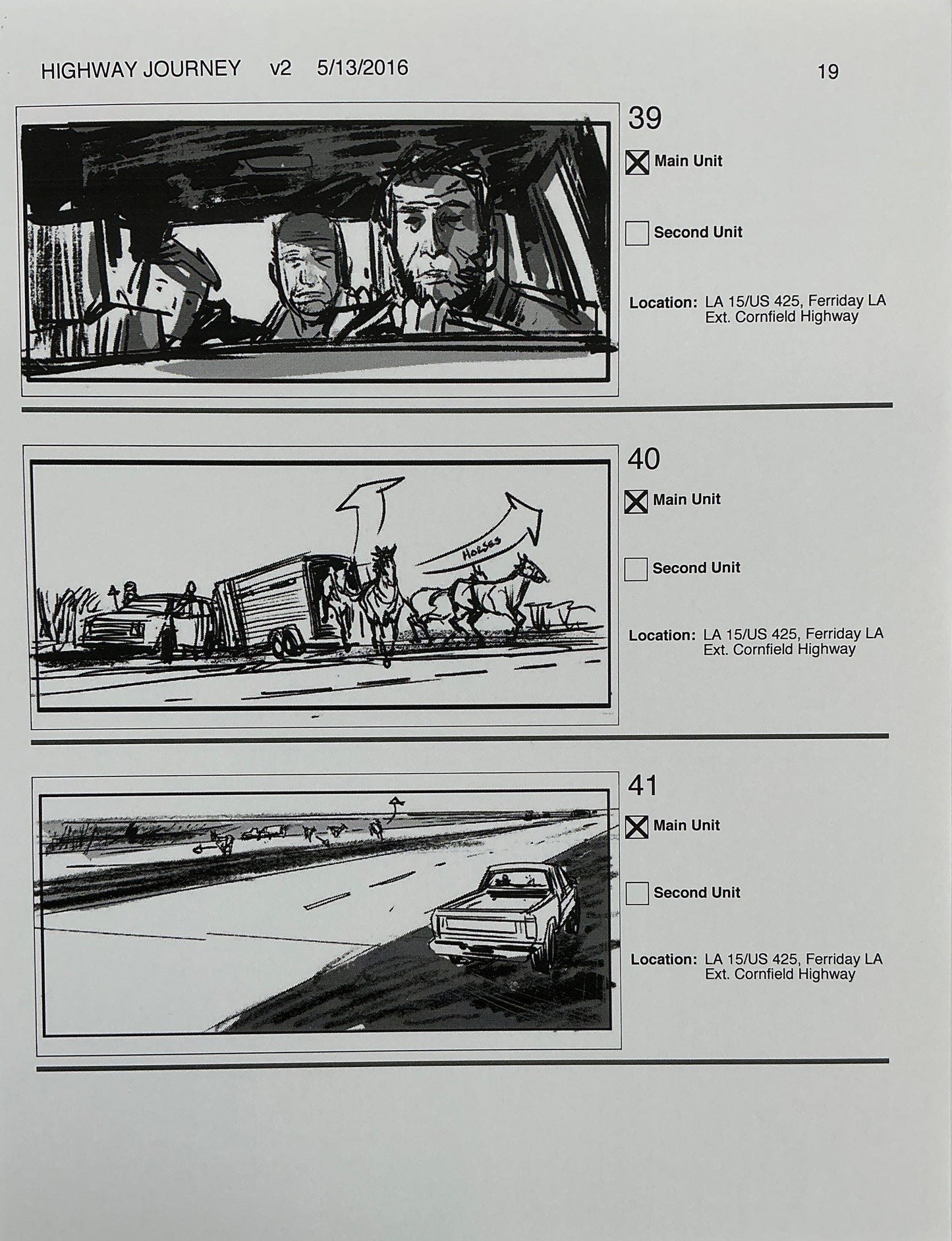 Storyboards Highway Journey Scene Logan (2017) Memorabilia Y'allywood Props 19