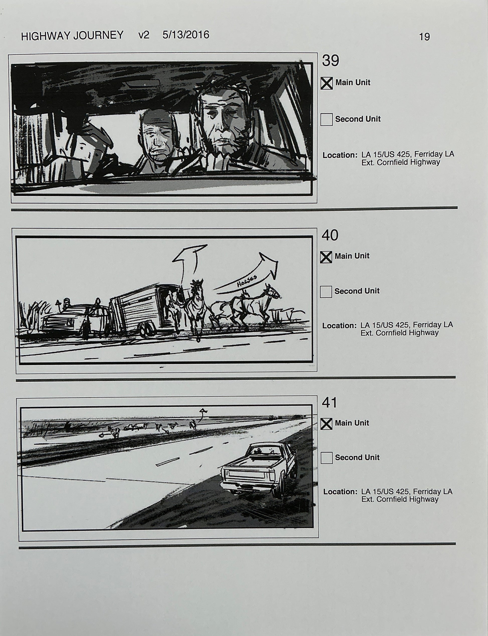 Storyboards Highway Journey Scene Logan (2017) Memorabilia Y'allywood Props 19