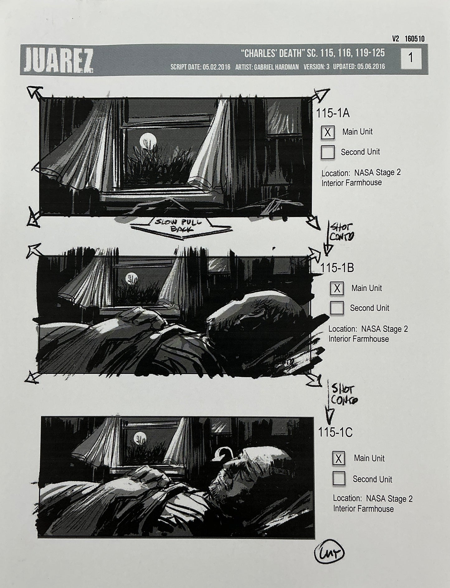 Storyboards Juarez Charle's Death Scenes 115-125 Logan (2017) Memorabilia Y'allywood Props 1