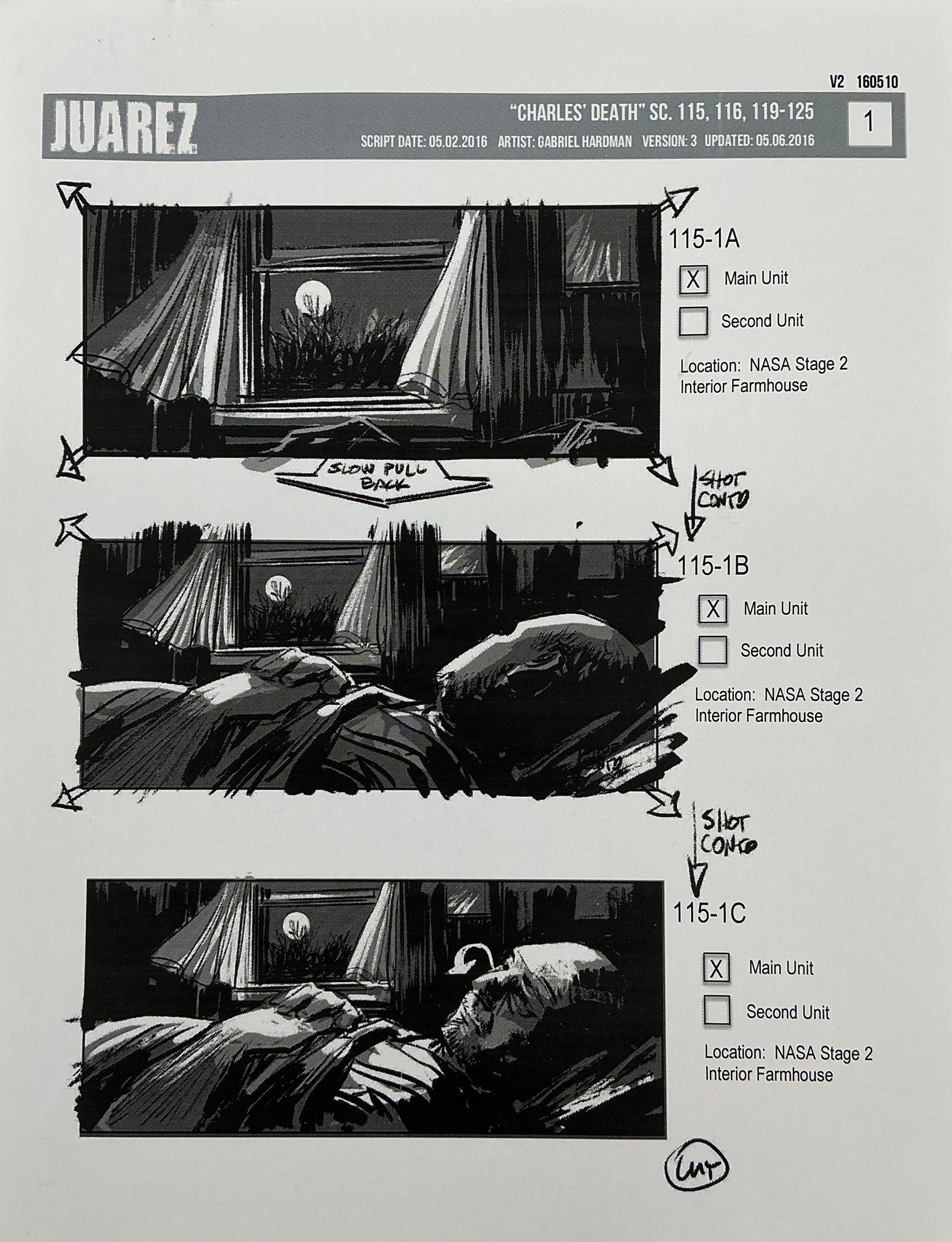 Storyboards Juarez Charle's Death Scenes 115-125 Logan (2017) Memorabilia Y'allywood Props 1