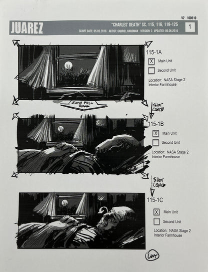 Storyboards Juarez Charle's Death Scenes 115-125 Logan (2017) Memorabilia Y'allywood Props 1