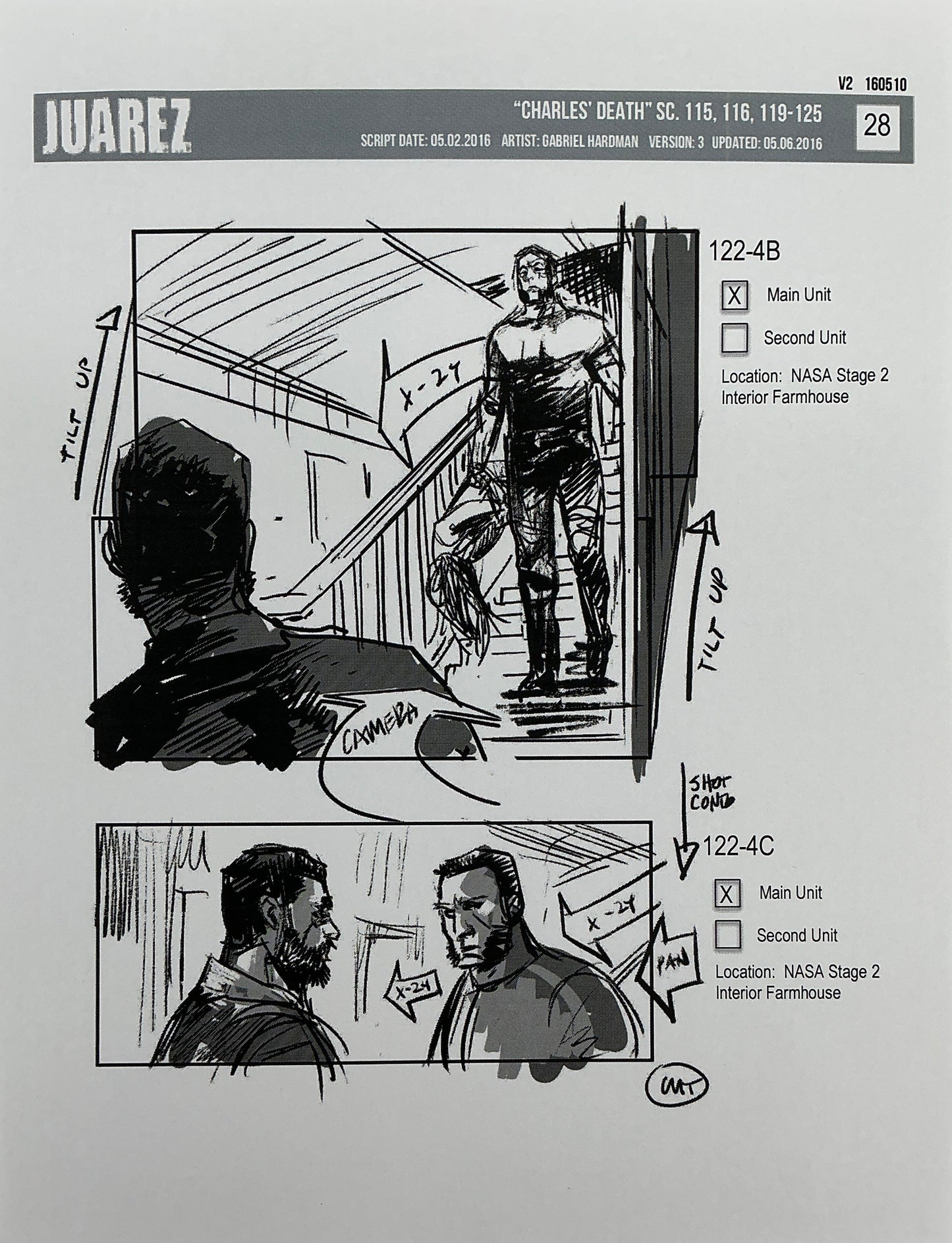 Storyboards Juarez Charle's Death Scenes 115-125 Logan (2017)