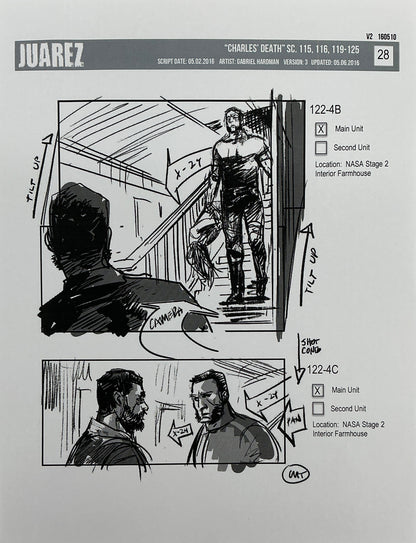 Storyboards Juarez Charle's Death Scenes 115-125 Logan (2017)