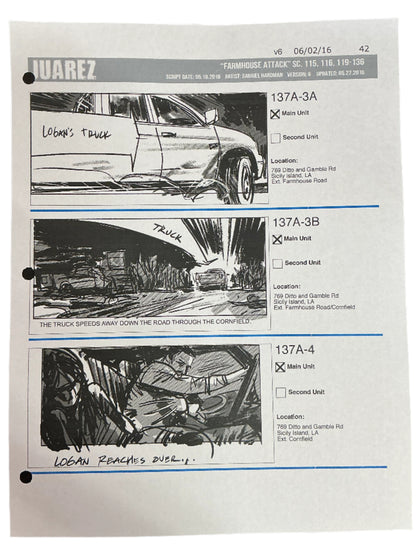 Storyboards Juarez Scene 115, 116, 119-136 Logan (2017)
