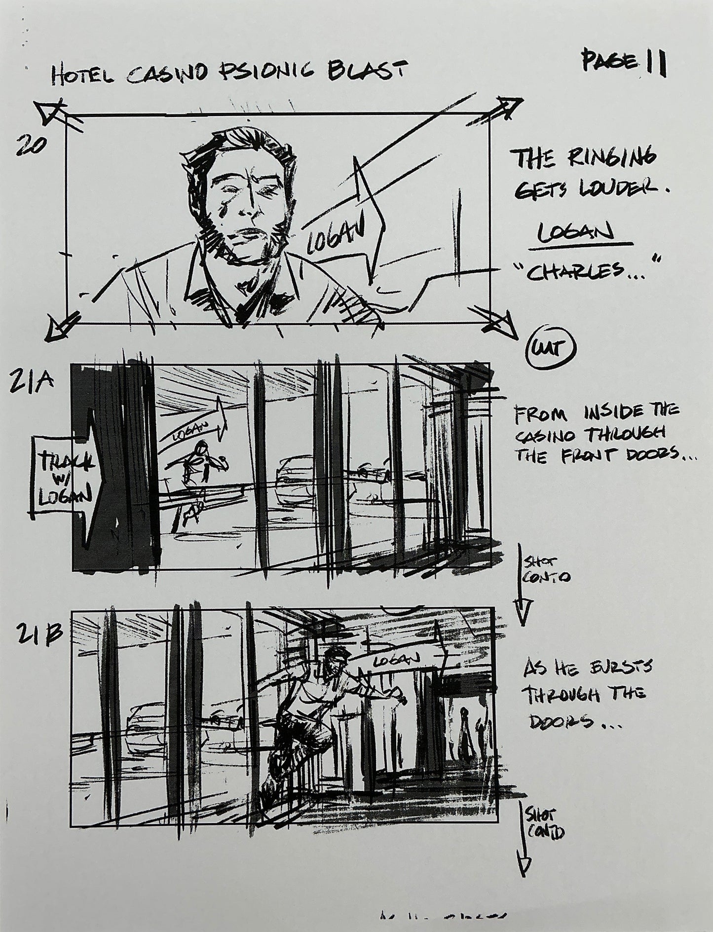 Storyboards Hotel Casino Psionic Blast Scene Logan (2017) Memorabilia Y'allywood Props 11
