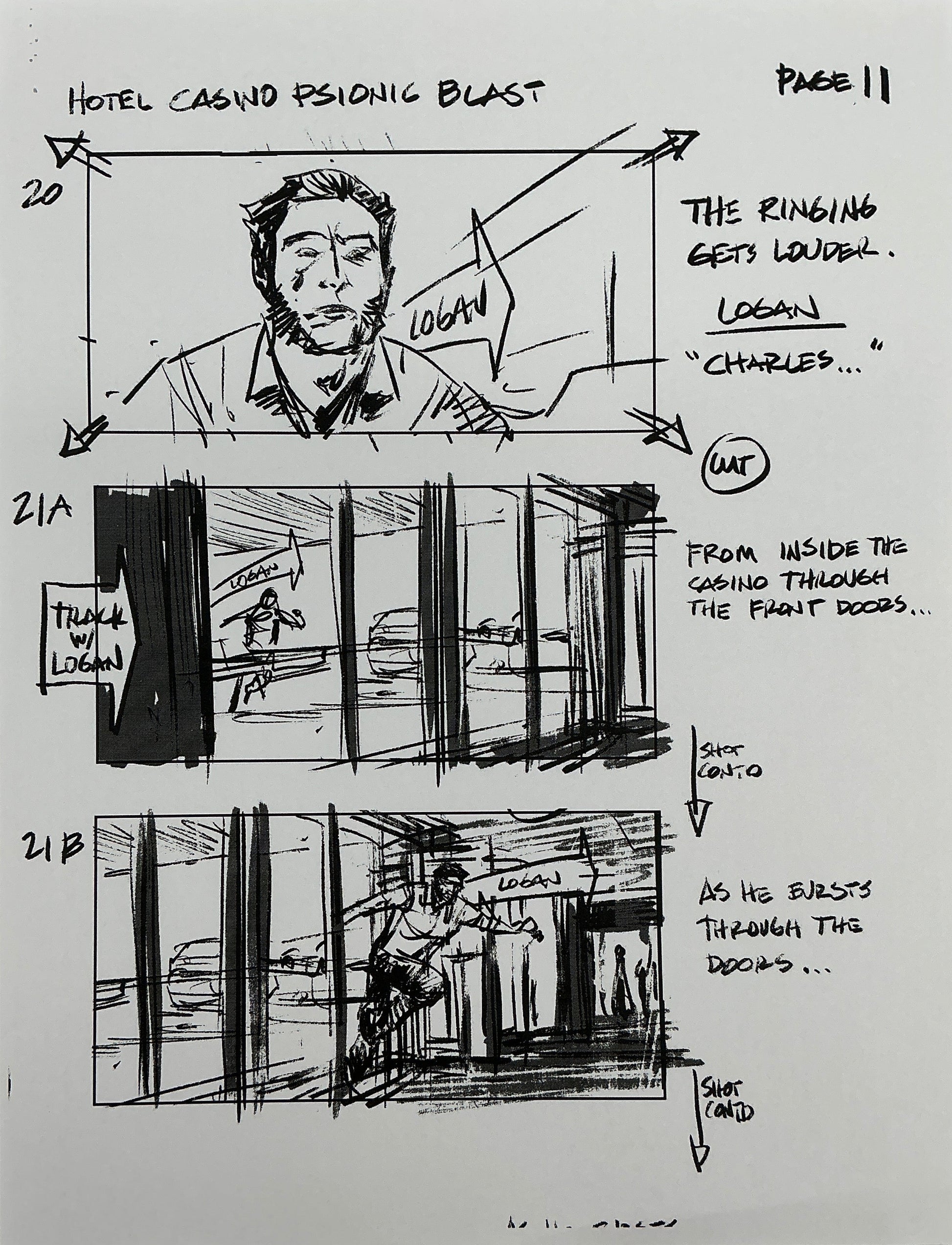 Storyboards Hotel Casino Psionic Blast Scene Logan (2017) Memorabilia Y'allywood Props 11