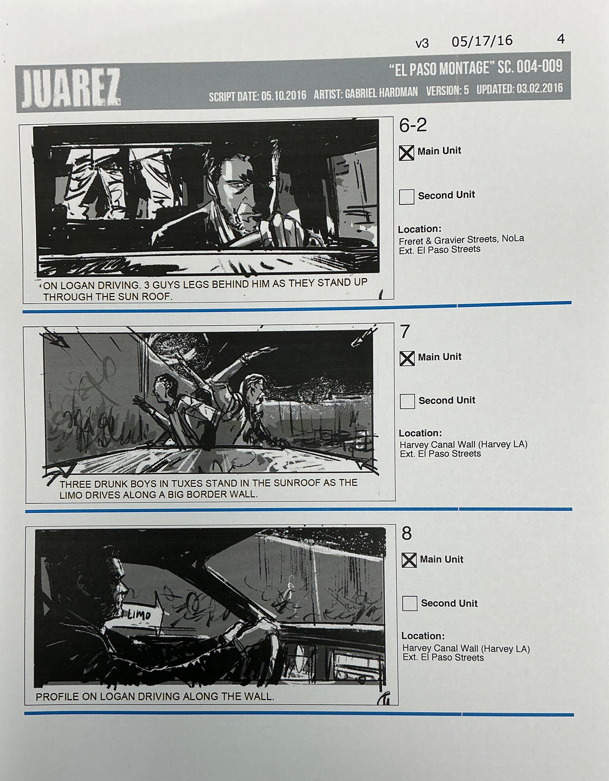 Storyboards Juarez "El Paso Montage" Logan (2017) Memorabilia Y'allywood Props 4
