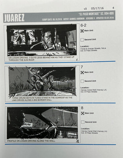 Storyboards Juarez "El Paso Montage" Logan (2017) Memorabilia Y'allywood Props 4