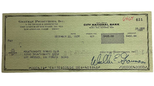 Walter Grauman Hand Signed Personal Check Autograph Y'allywood Props Option 2