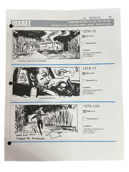 Storyboards Juarez Scene 115, 116, 119-136 Logan (2017)
