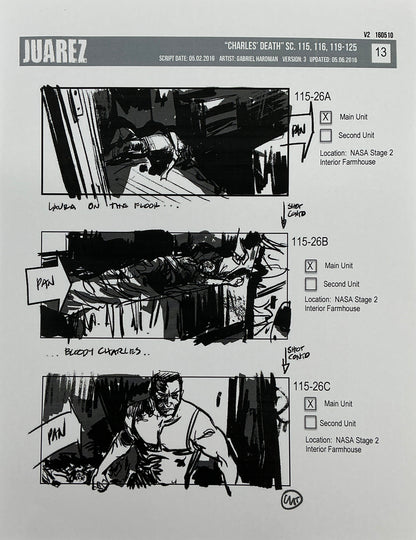 Storyboards Juarez Charle's Death Scenes 115-125 Logan (2017) Memorabilia Y'allywood Props 13