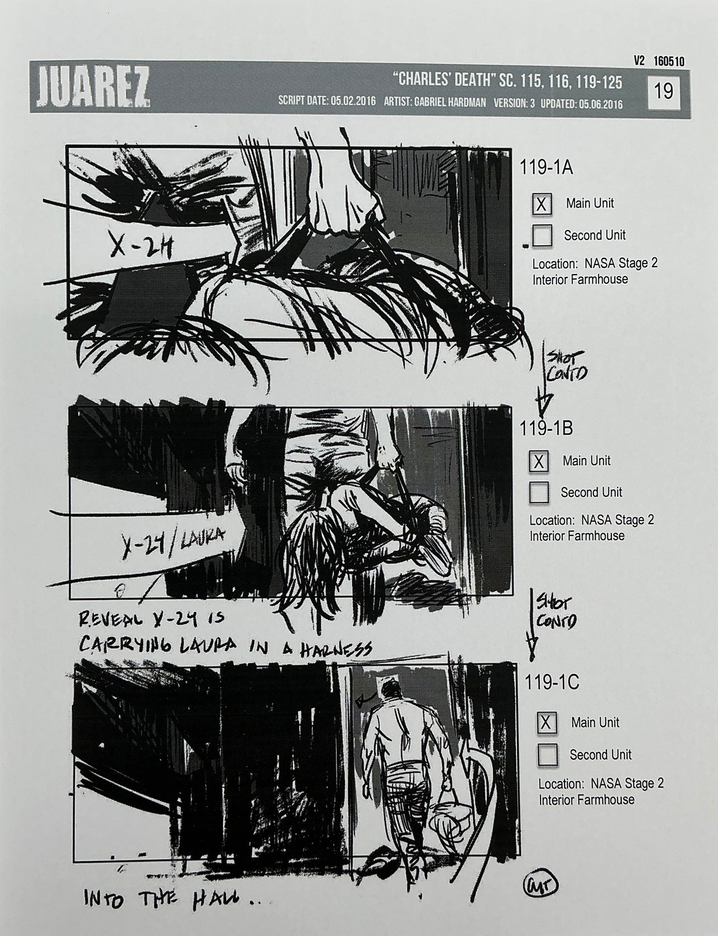 Storyboards Juarez Charle's Death Scenes 115-125 Logan (2017) Memorabilia Y'allywood Props 19