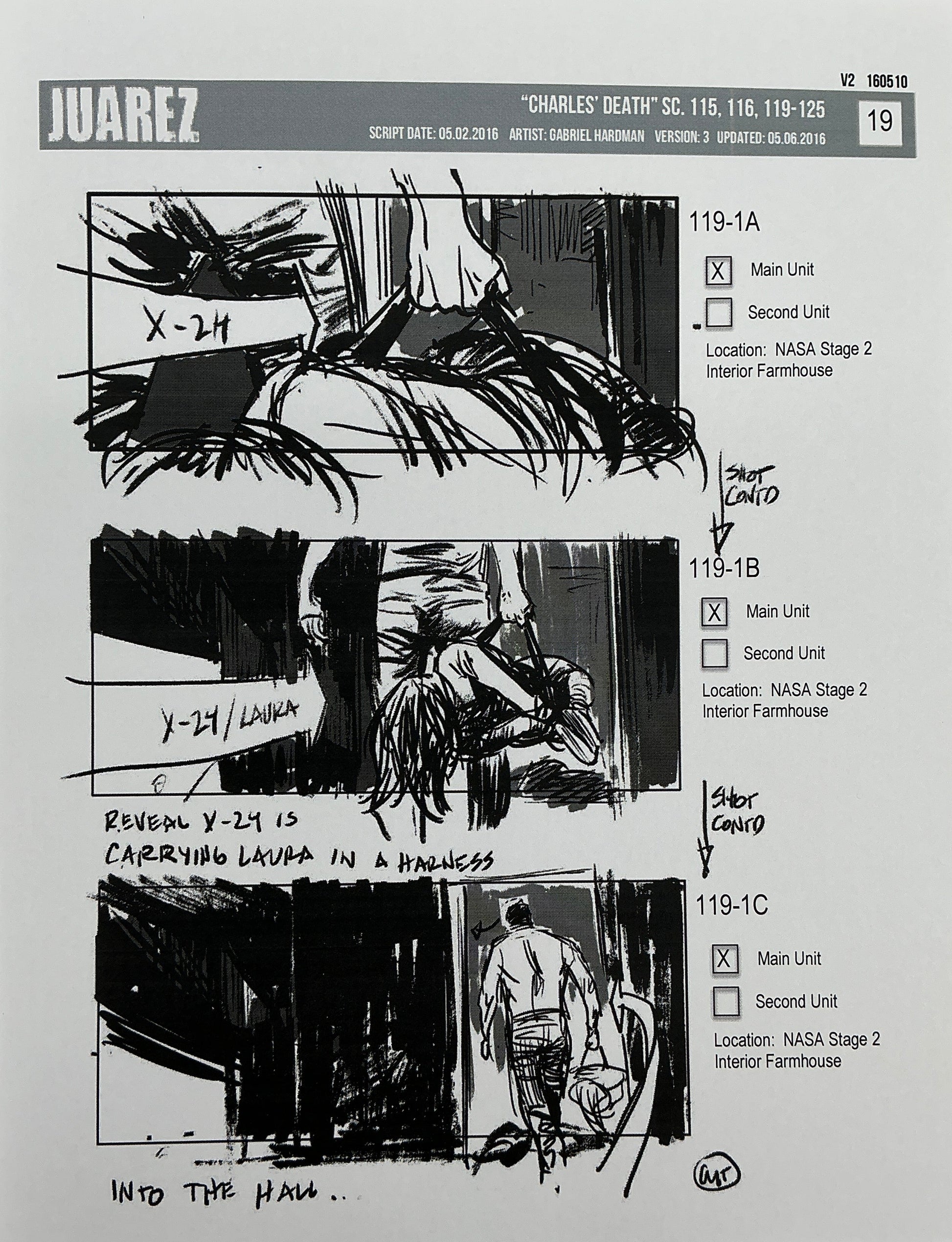 Storyboards Juarez Charle's Death Scenes 115-125 Logan (2017) Memorabilia Y'allywood Props 19