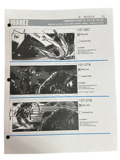 Storyboards Juarez Scene 115, 116, 119-136 Logan (2017)