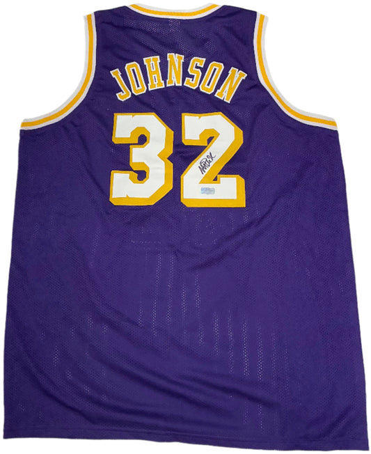 Signed Magic Johnson #32 Los Angeles Lakers Jersey sports memorabilia Y'allywood Props