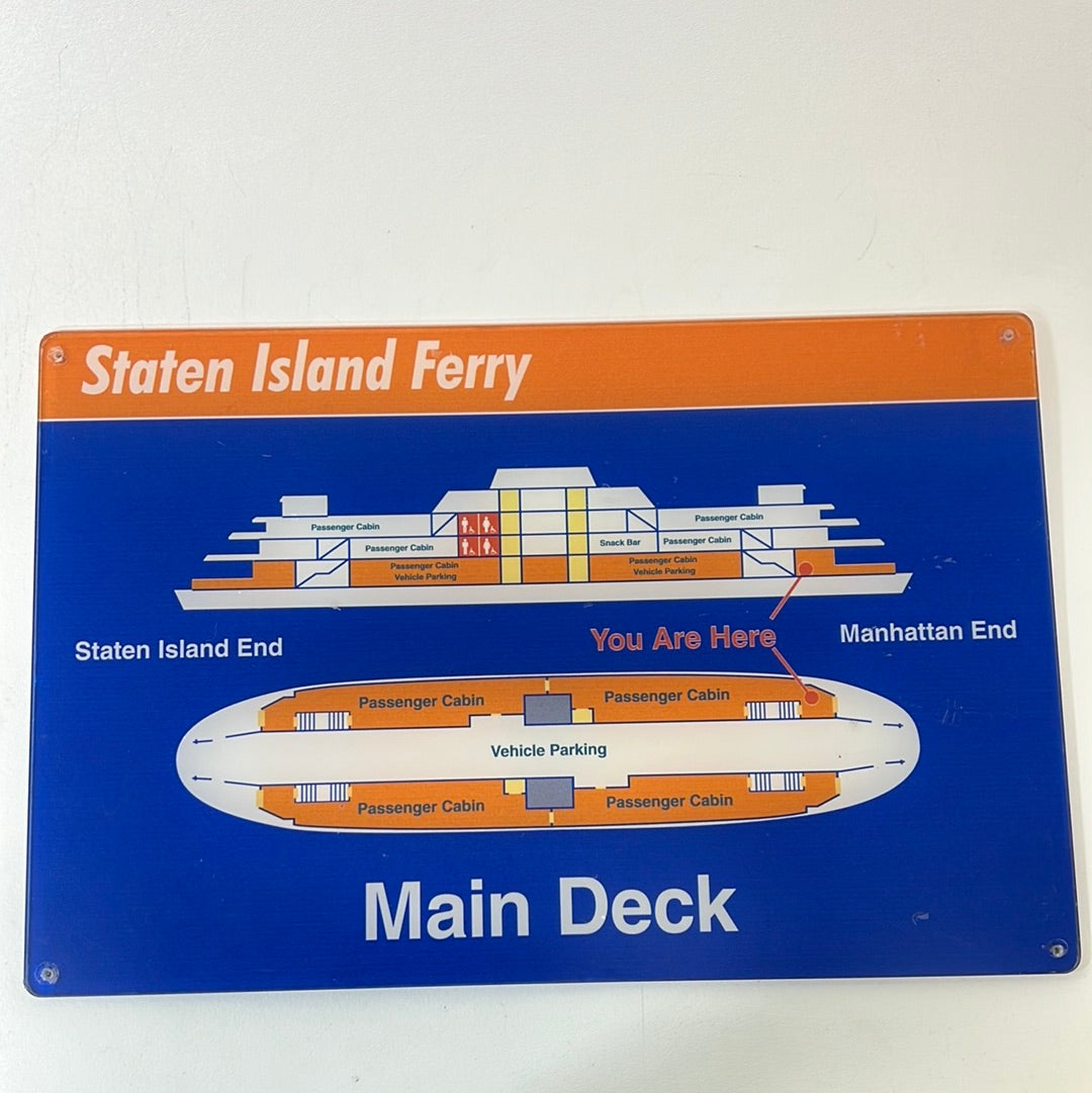 Staten Island Ferry Signs Spider-Man: Homecoming Movie Prop Atlanta Brick Co Main Deck Diagram 20x13” lighter blue  