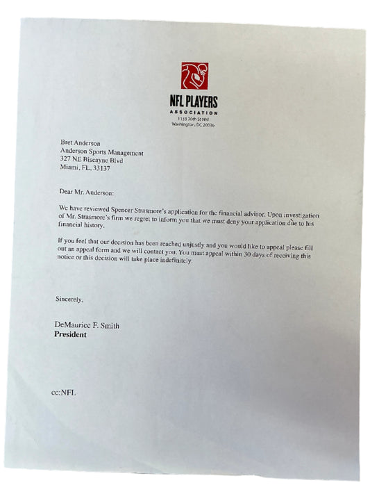 Spencer's NFL Rejection Letter Ballers (2015-2019) Movie Prop Y'allywood Props