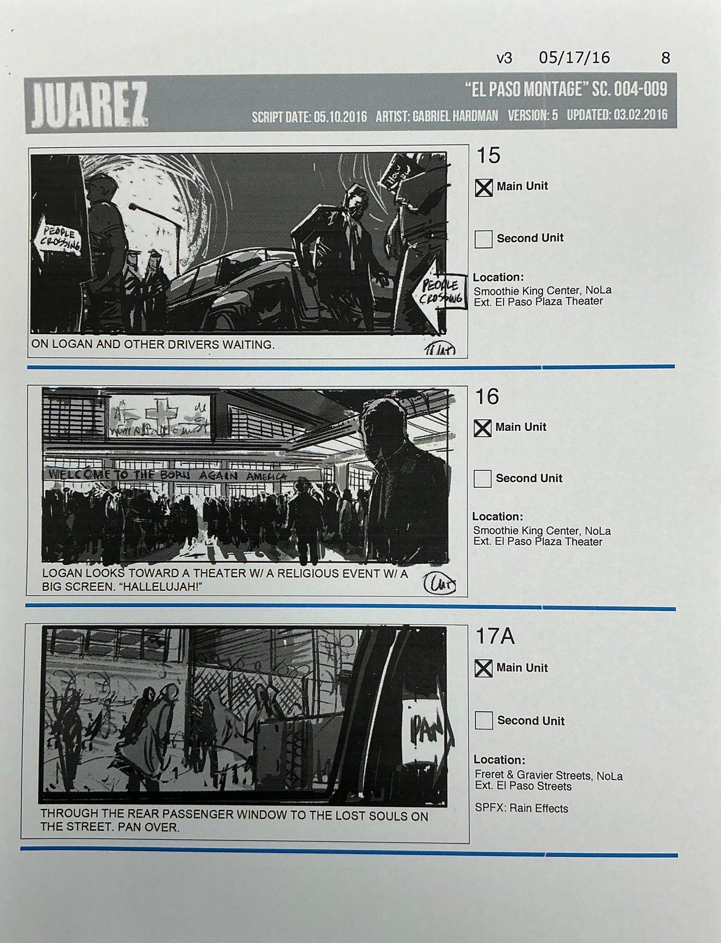 Storyboards Juarez "El Paso Montage" Logan (2017) Memorabilia Y'allywood Props 8