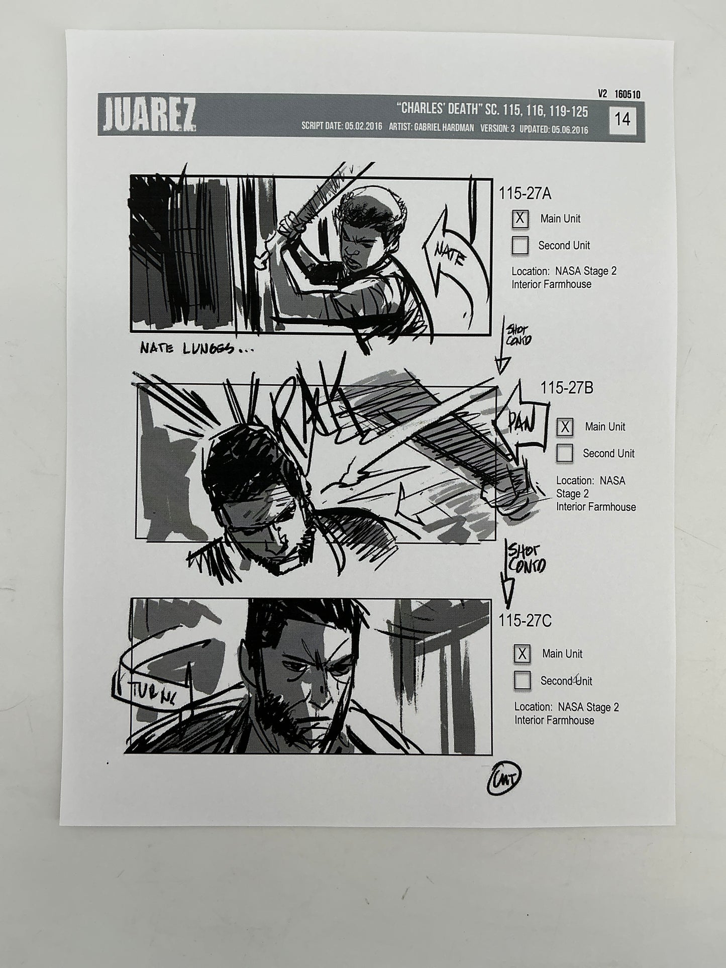 Storyboards Juarez Charle's Death Scenes 115-125 Logan (2017) Memorabilia Y'allywood Props 14