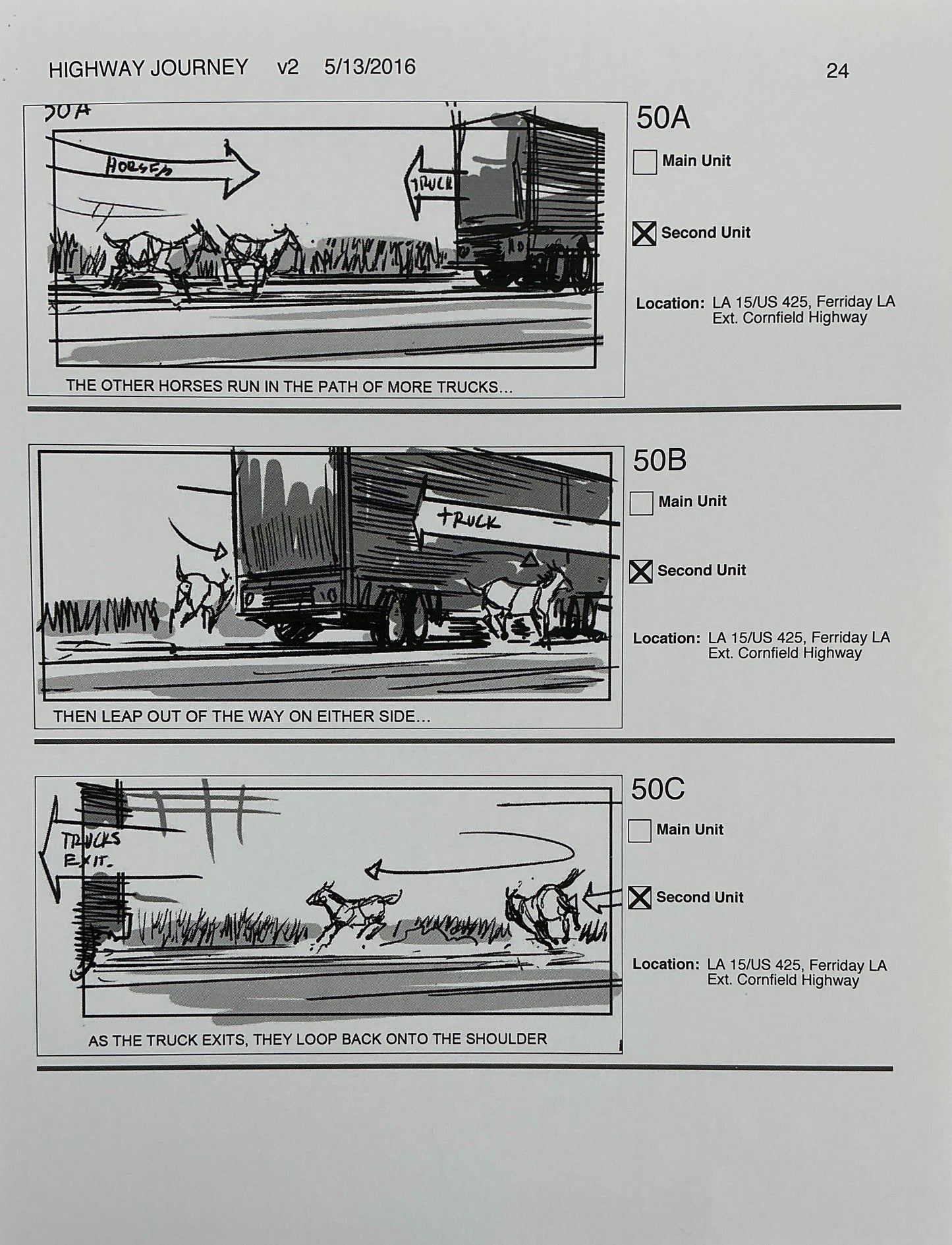 Storyboards Highway Journey Scene Logan (2017) Memorabilia Y'allywood Props 24