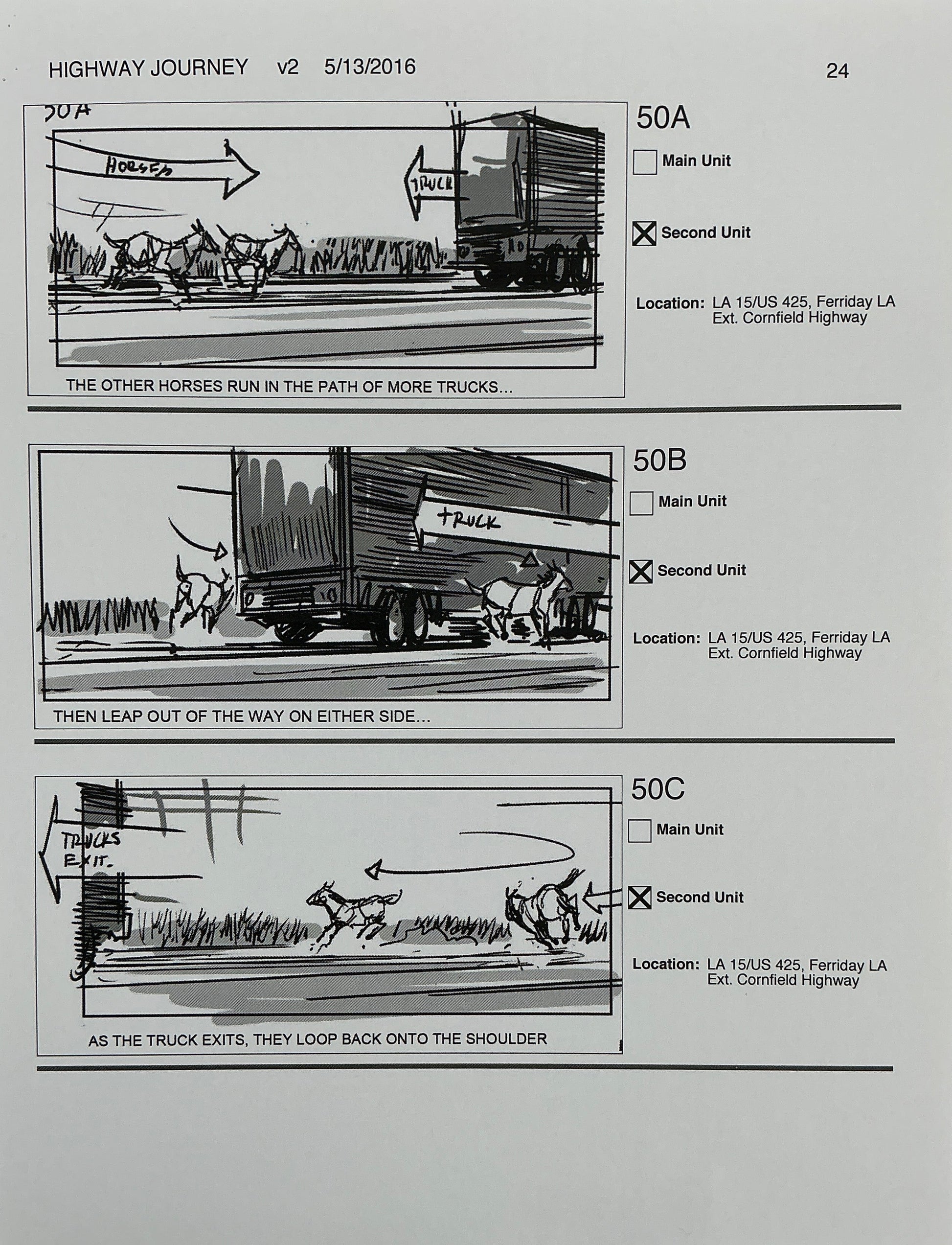 Storyboards Highway Journey Scene Logan (2017) Memorabilia Y'allywood Props 24