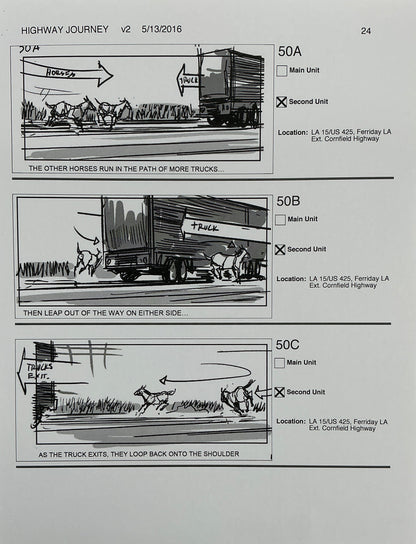 Storyboards Highway Journey Scene Logan (2017) Memorabilia Y'allywood Props 24