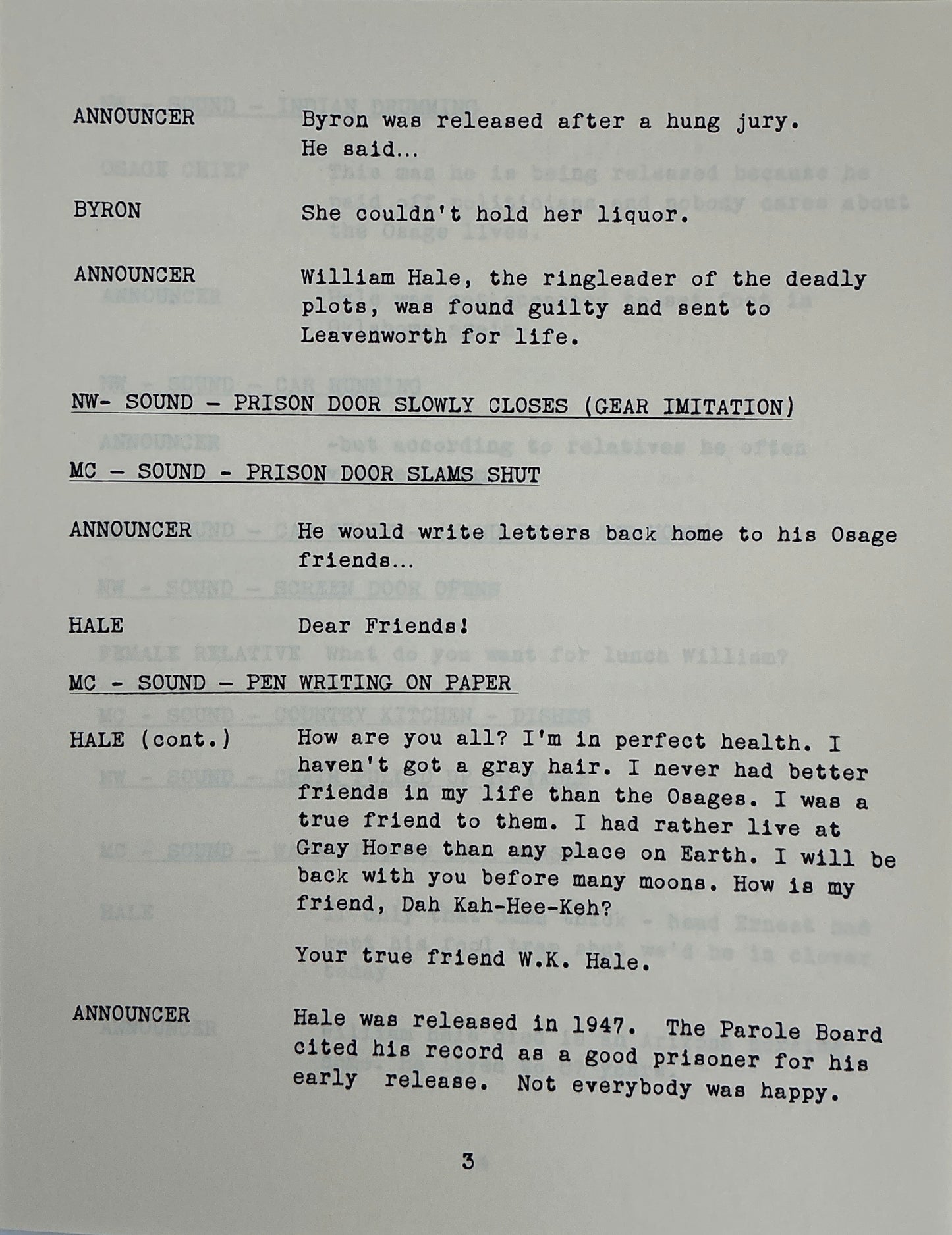 Radio Announcer's Script Killers of the Flower Moon (2023) Movie Props Y'allywood Props