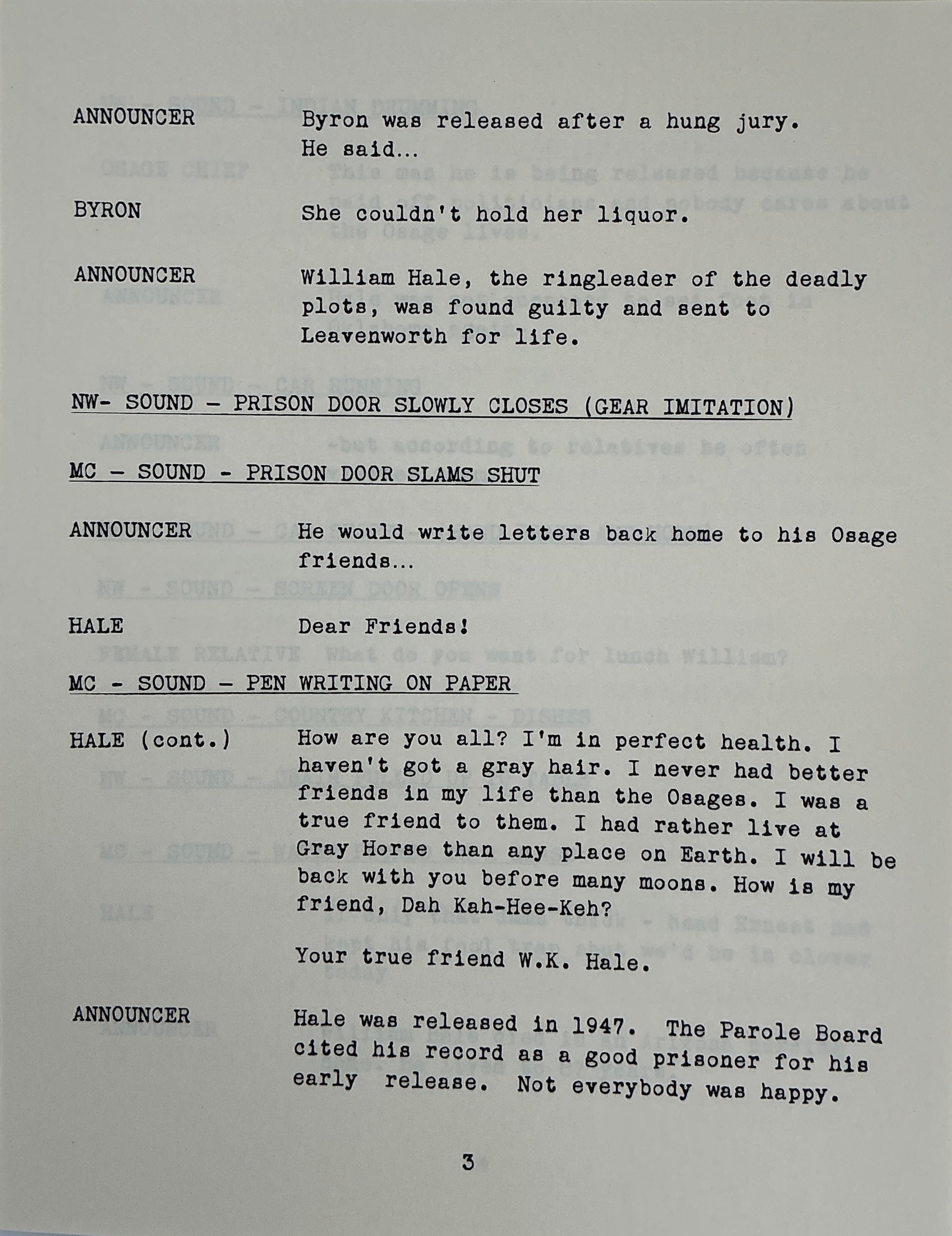 Radio Announcer's Script Killers of the Flower Moon (2023) Movie Props Y'allywood Props