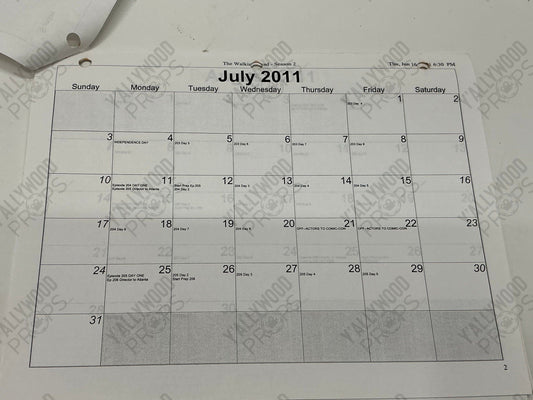 Season 2 Shooting Calendar The Walking Dead Movie Prop Y'allywood Props